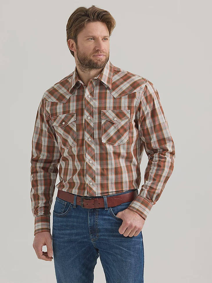 MENS 20X TWO POCKET RUST PLAID SHIRT -40%