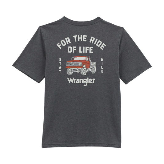 BOYS GREY WRANGLER TEE WITH TRUCK