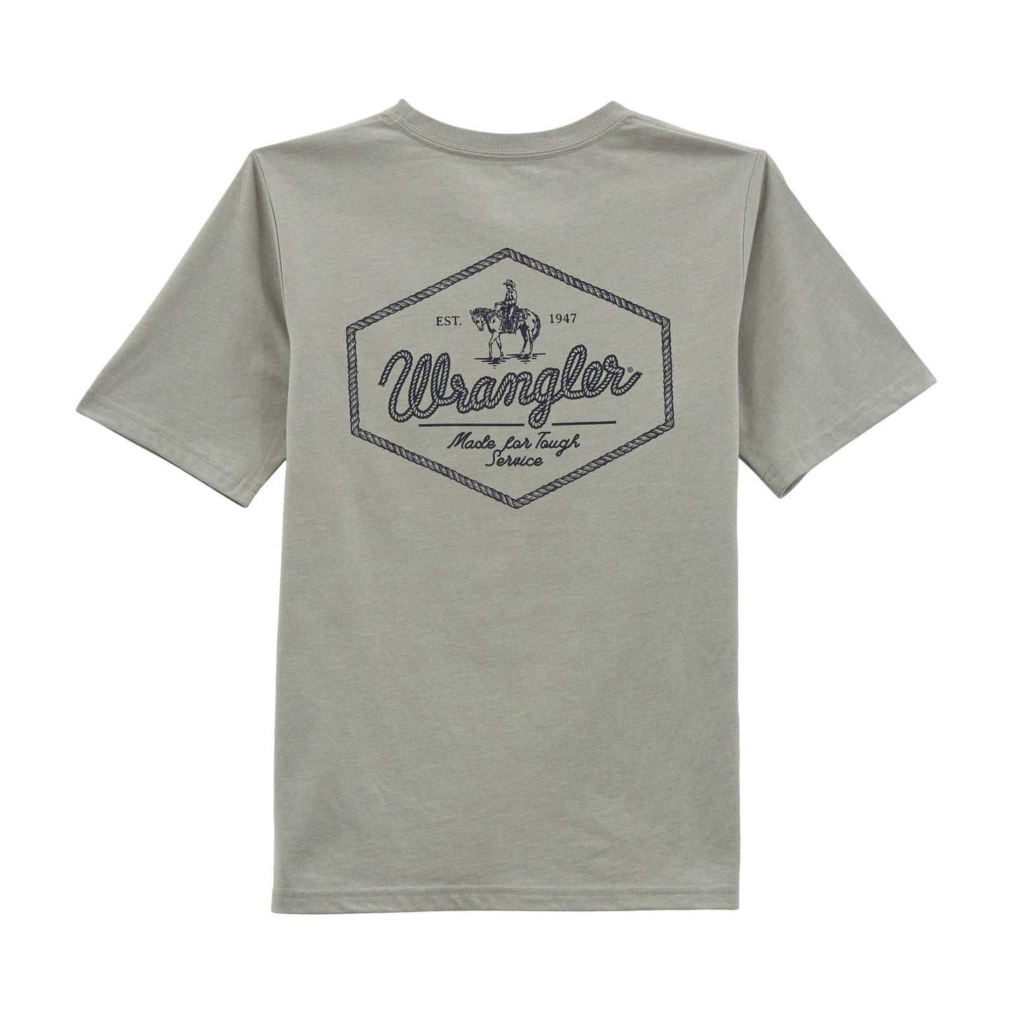 BOYS GREY WRANGLER LOGO TEE