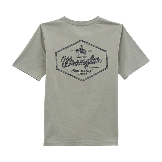 BOYS GREY WRANGLER LOGO TEE