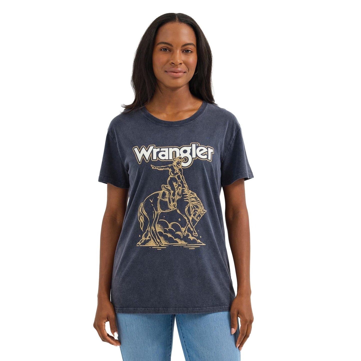 LADIES WRANGLER BOYFRIEND FIT BRONC TEE