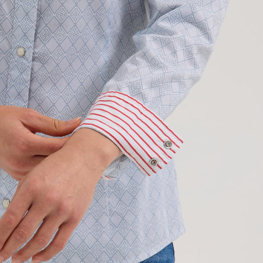 LADIES WRANGLER BLUE DIAMOND SNAP SHIRT