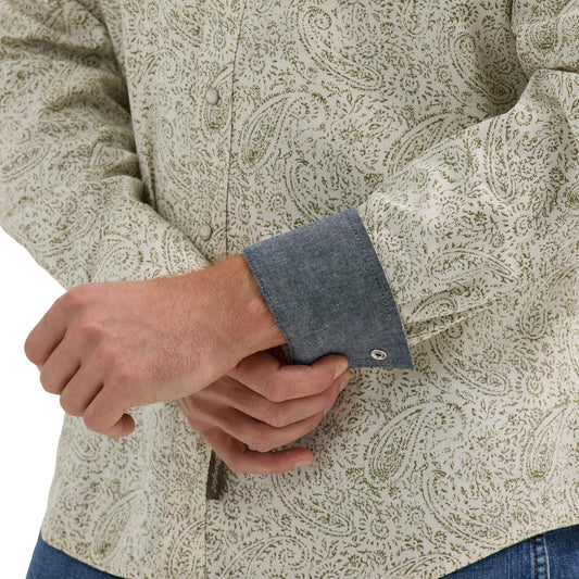 MENS MODERN FIT OLIVE PAISLEY SHIRT