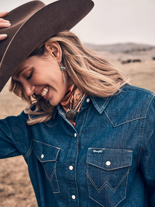 LADIES WRANGLER DENIM SHIRT DRESS