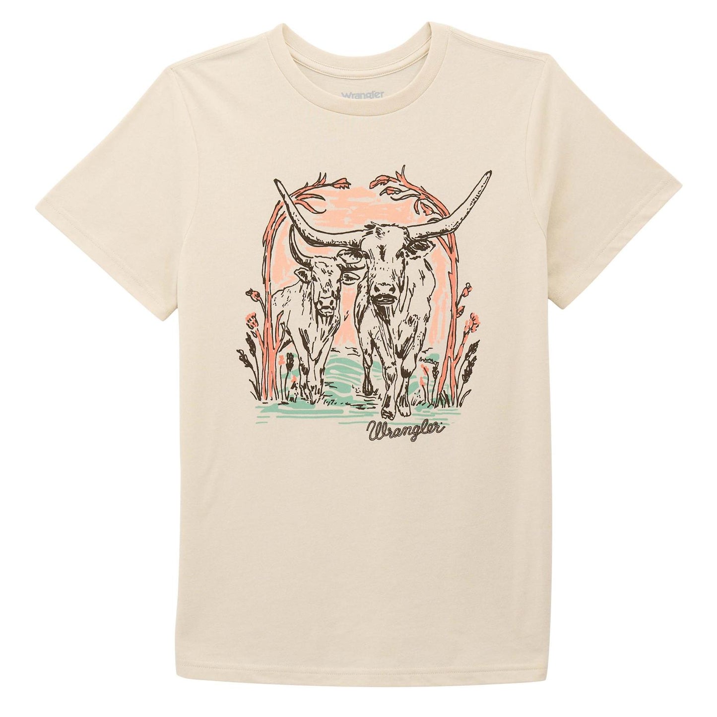 LADIES LONGHORN WHITE TSHIRT