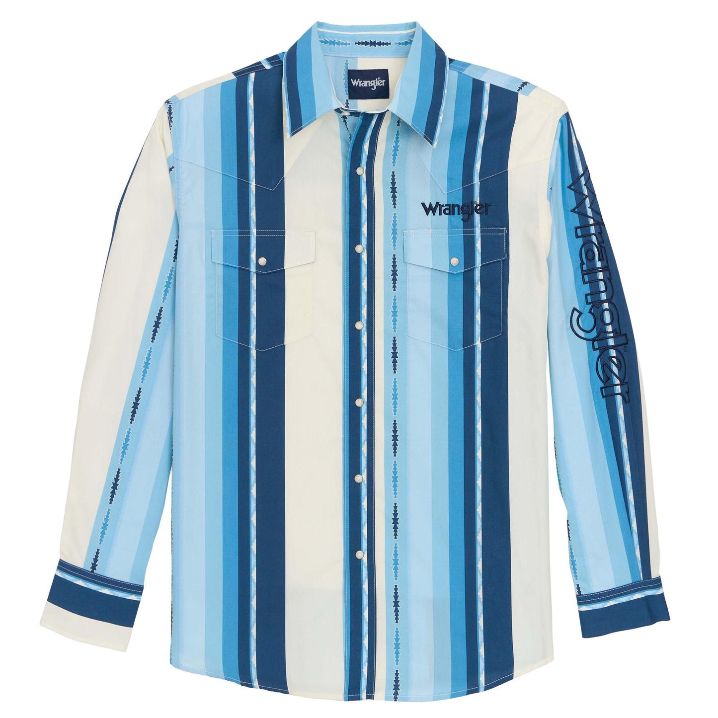 MENS LOGO BLUE PLAID STRIPED SHIRT