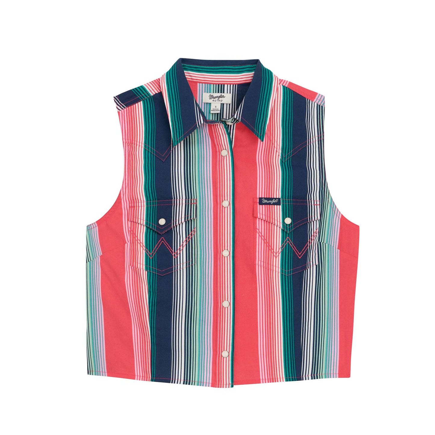 LADIES RETRO STRIPED SLEEVELESS SHIRT