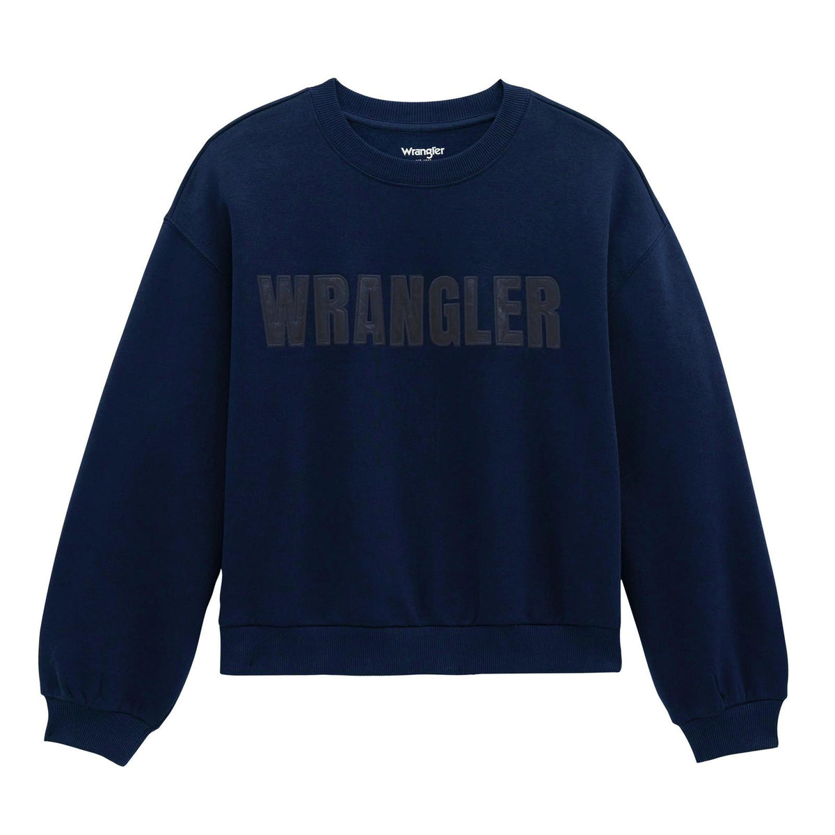 LADIES NAVY WRANGLER LOGO CREWNECK