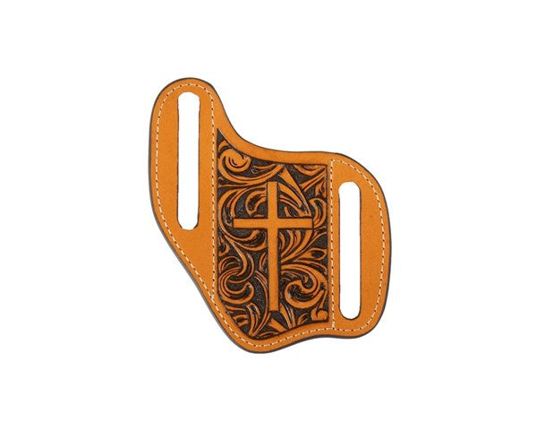 3D CROSS TOOLED PANCAKE STYLE KNIFE SHEATH
