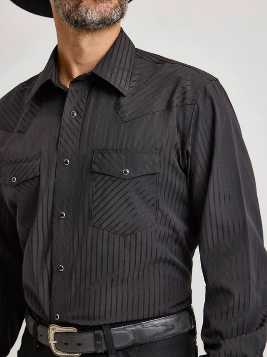 MENS WRANGLER BLACK DRESS SHIRT