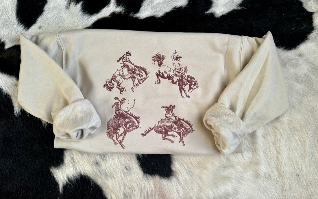 KHAKI BRONC HORSE CREWNECK