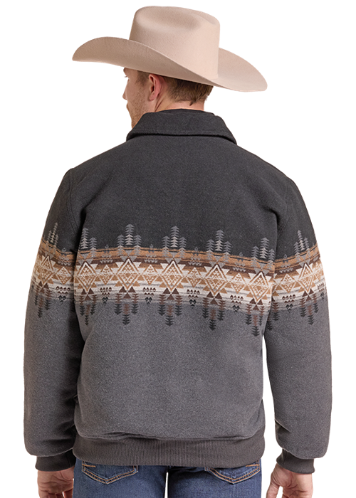MENS AZTEC BOMBER JACKET- GREY