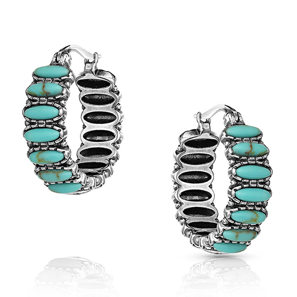 TURQUOISE RUN HOOP EARRINGS