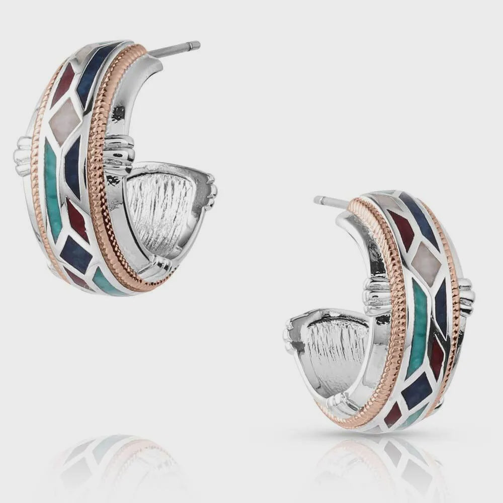 WESTERN MOSAIC HOOP EARRINGS