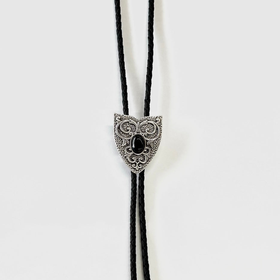 SHIELD BOLO WITH BLACK STONE
