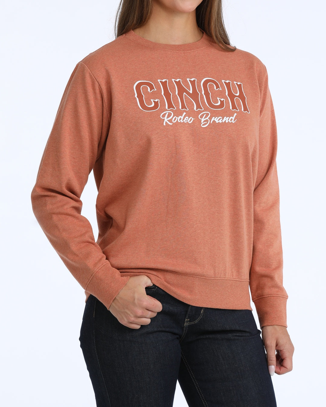 LADIES PEACH "CINCH" CREWNECK