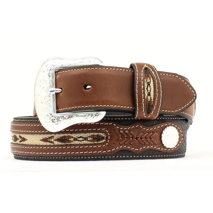 MENS BLACK BELT W/ SOUTHWESTERN INLAY