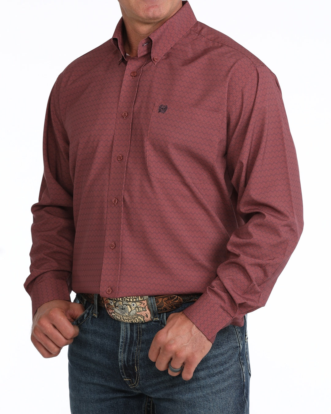 MENS CINCH RED PATTERNED ARENAFLEX SHIRT