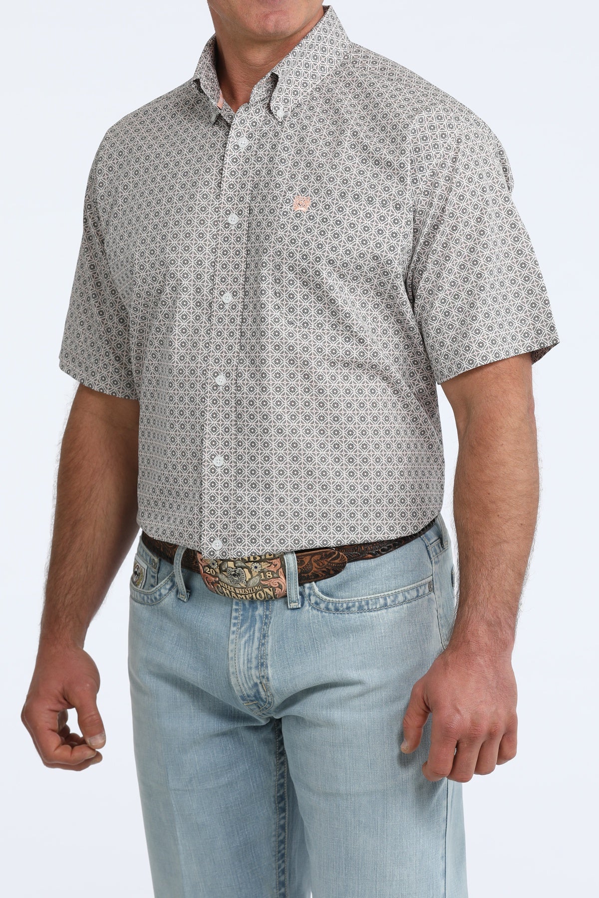 MENS CLASSIC FIT SHORT SLEEVE - WHITE/GREY