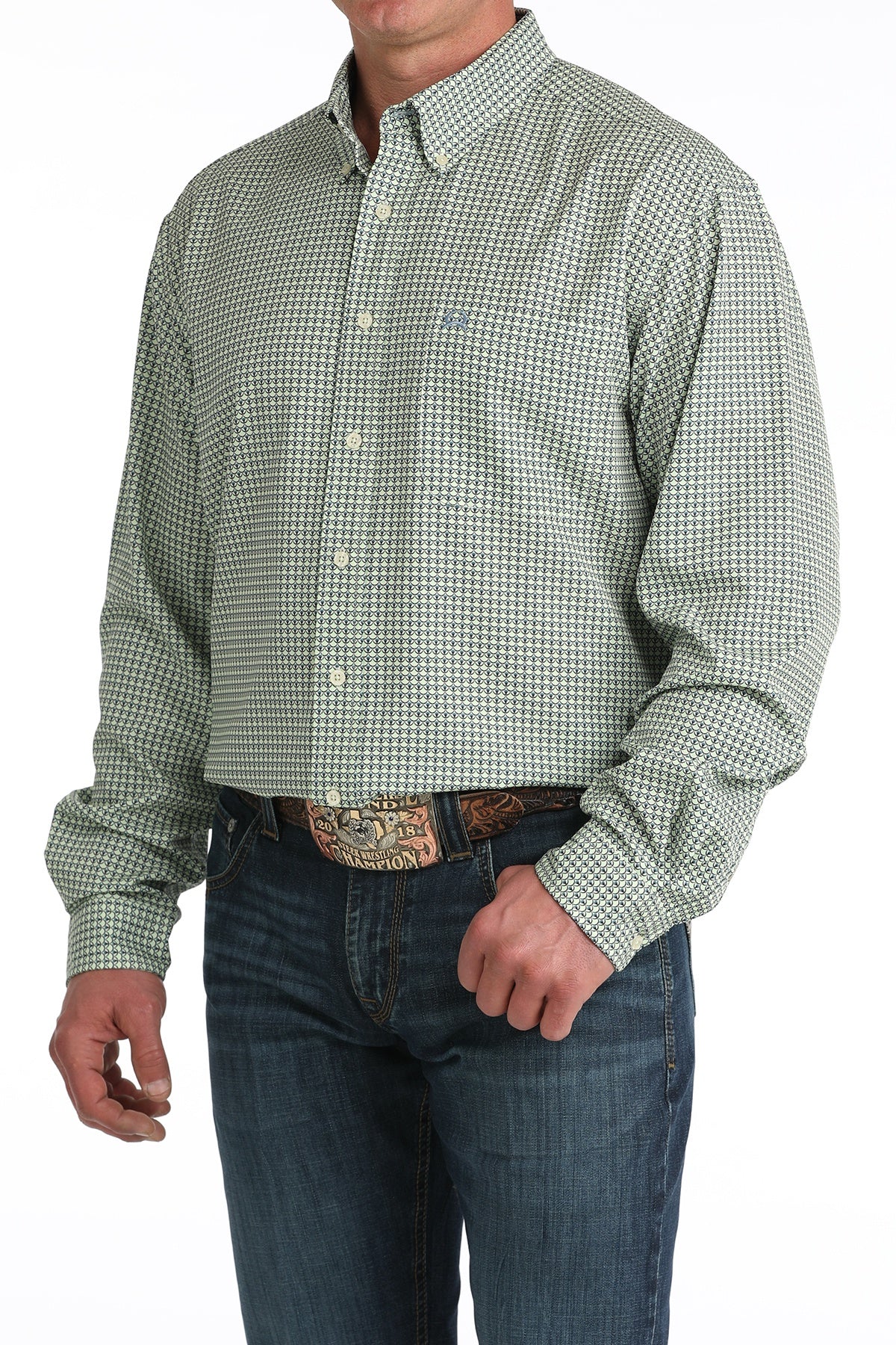 MENS ARENA FLEX- GREEN SCALLOPED PRINT