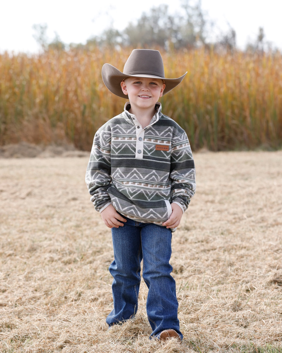 KIDS 1/4 BUTTON FLEECE PULLOVER