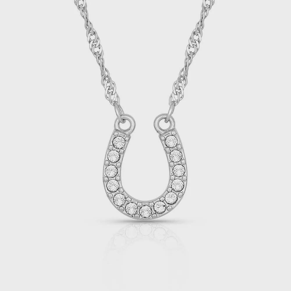 CRYSTAL CLEAR LUCKY HORSESHOE NECKLACE