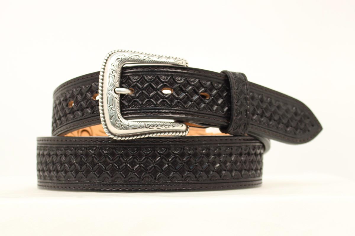 MENS NOCONA BLACK SQUARE BASKETWEAVE BELT