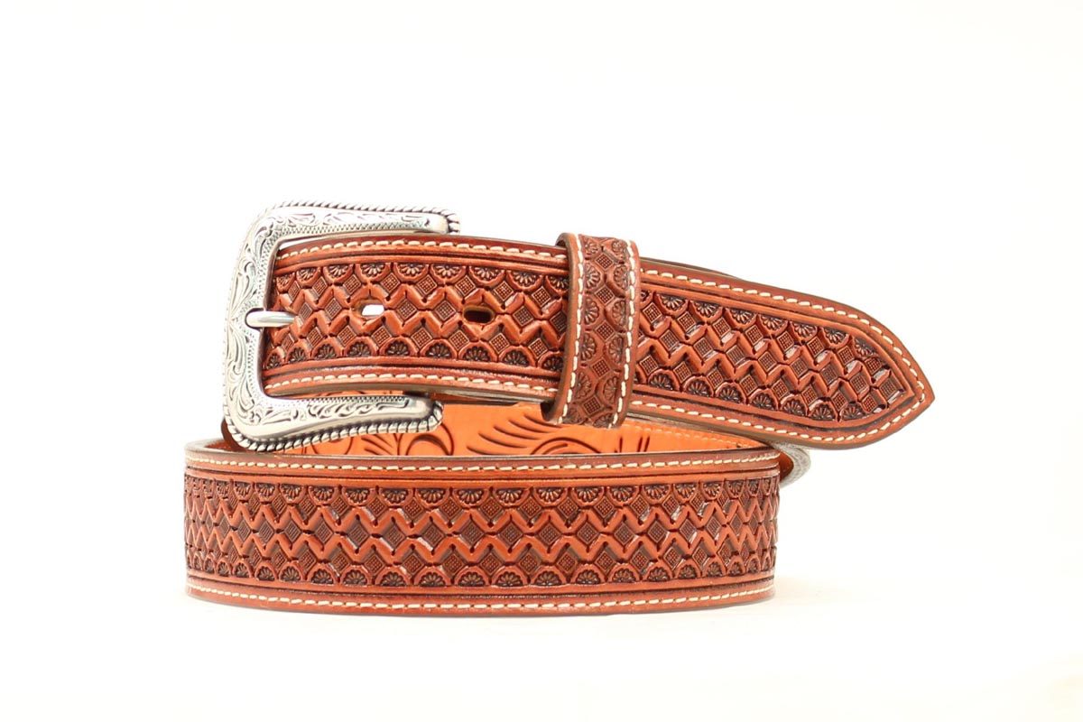 MENS NOCONA TAN SQUARE BASKETWEAVE BELT