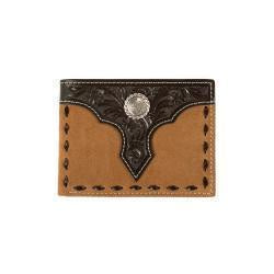 MENS ROUGHOUT BIFOLD WALLET W/ CONCHO