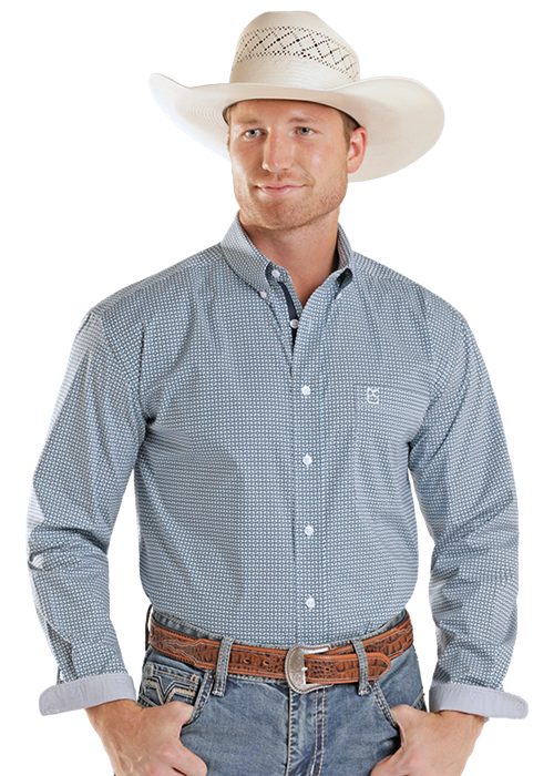 MENS STRETCH GEO PRINT- BLUE