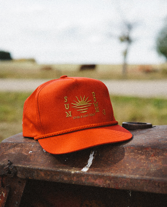 COWBOY SH*T's- SUN DOWN Emb.- Red Poplin Flat Brim