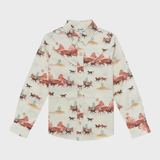 GIRLS WRANGLER DESERT HORSE PRINT SHIRT