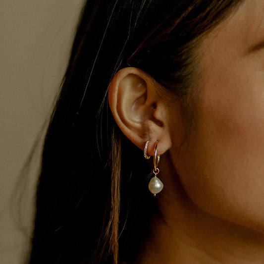 PEARL DROP HOOPS