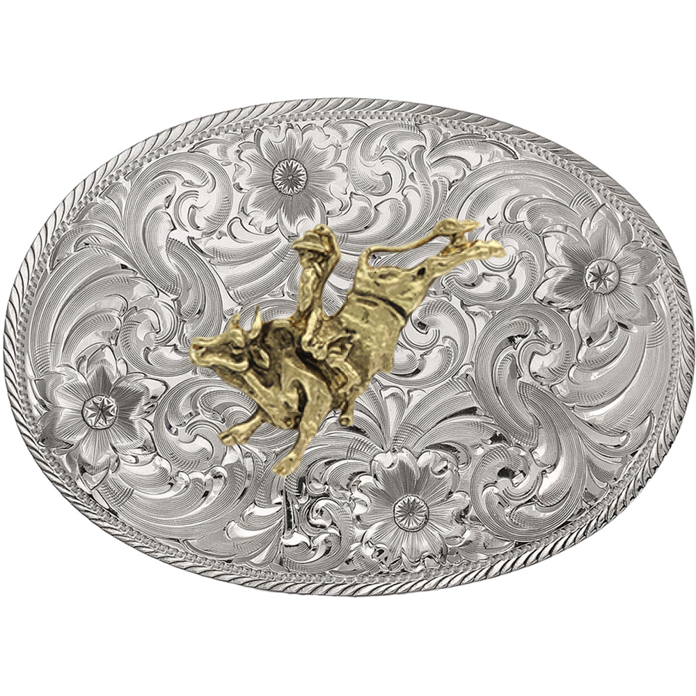 MONTANA BULLRIDER BUCKLE WITH GERMAN SILVER