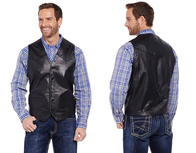 CRIPPLE CREEK LEATHER VEST - BLACK
