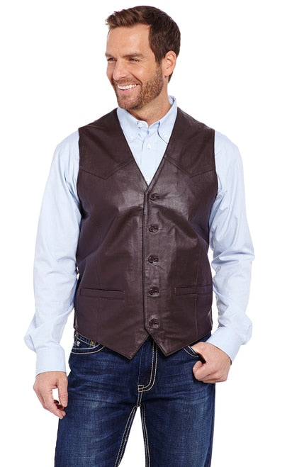 CRIPPLE CREEK LEATHER VEST- BROWN