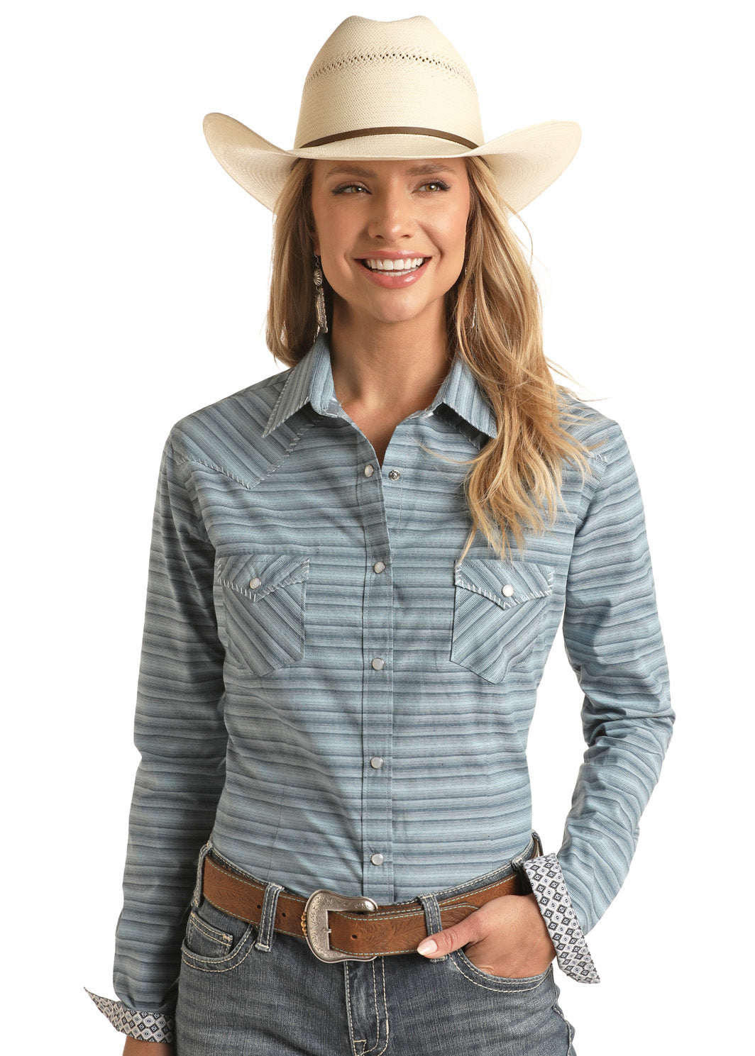 LADIES PANHANDLE BLUE SHIRT- 40% OFF
