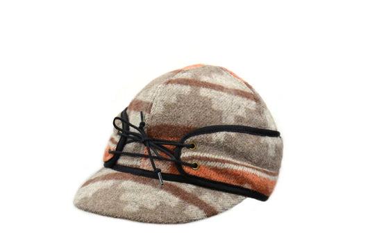 LADIES NAVAJO RAILROAD HAT W/ PONYTAIL HOLE- ORANGE MIX