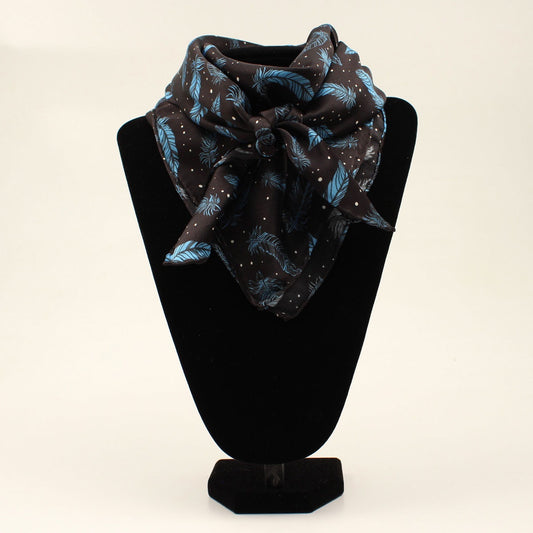 BLACK/BLUE FEATHER WILD RAG