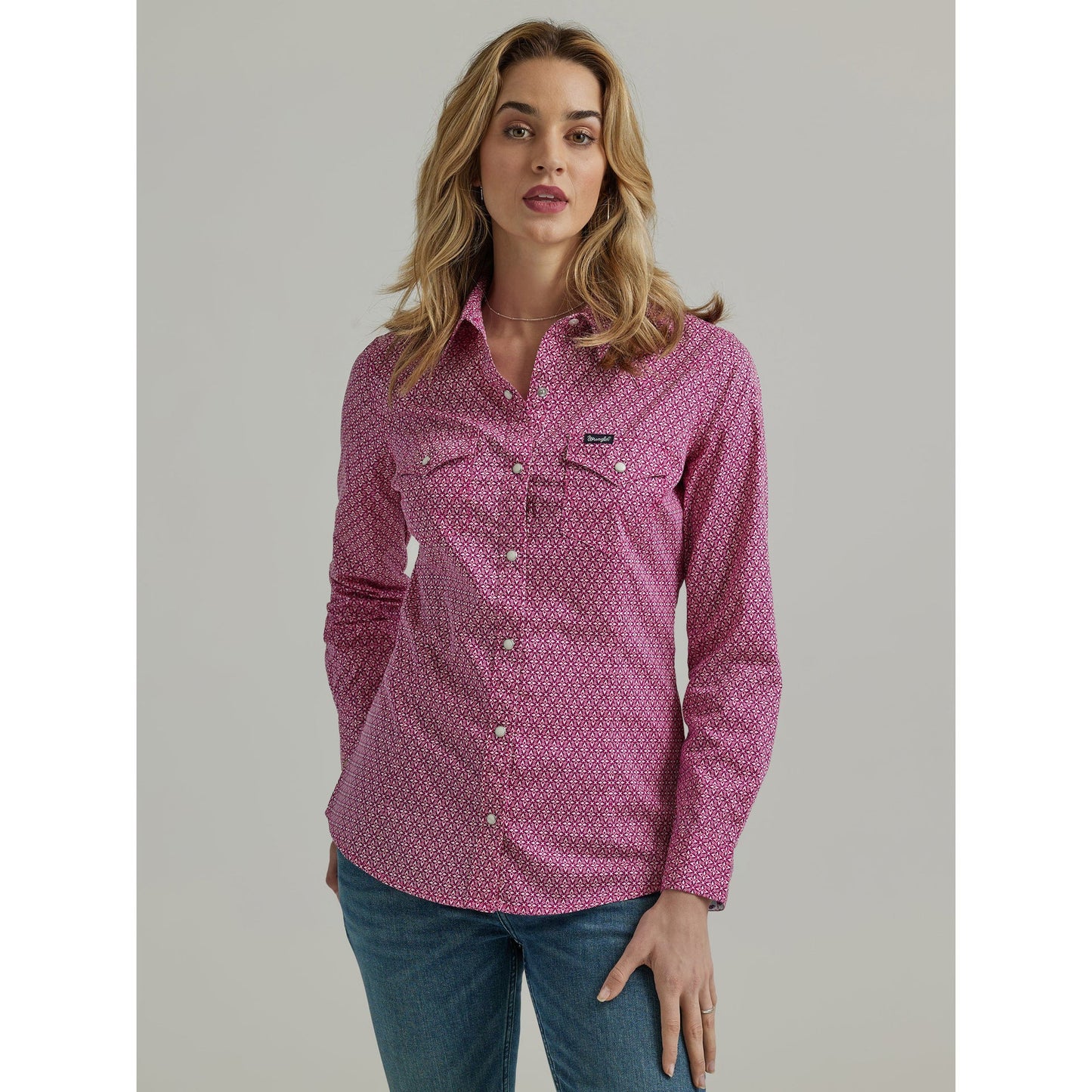 LADIES WRANGLER PRINTED PURPLE SHIRT