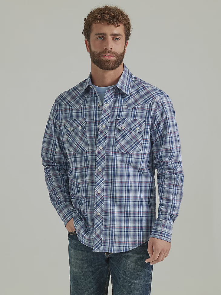 MENS WRANGLDER OLE BLUE PLAID SHIRT