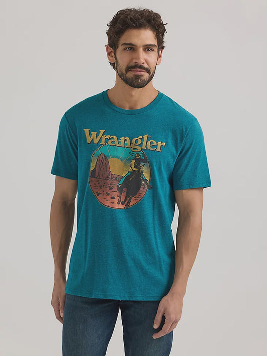 MENS WRANGLER BRONCO DESERT BLUE TSHIRT