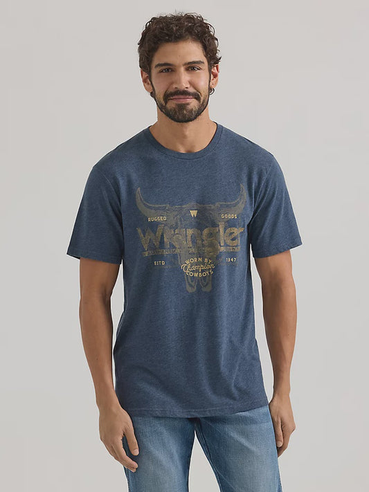 MENS WRANGLER STEERHEAD LOGO SAPPHIRE TSHIRT