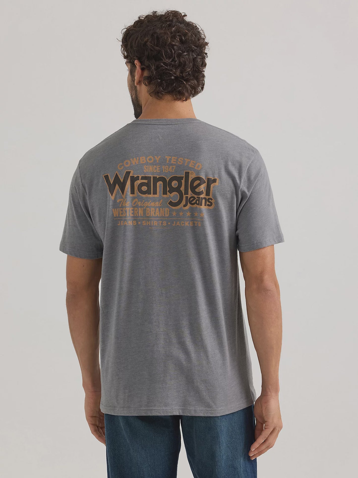 MENS WRANGLER BACK GRAPHIC GREY THSIRT