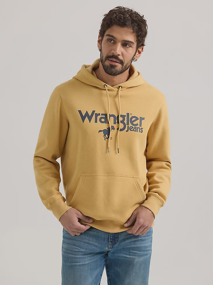 MENS WRANGLER FRONT LOGO YELLOW HOODIE