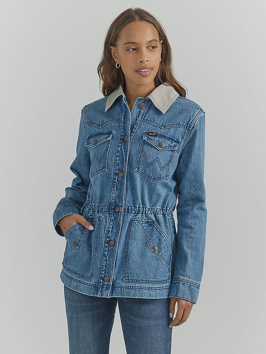 LADIES WRANGLER UNLINED DENIM CANVAS BARN JACKET