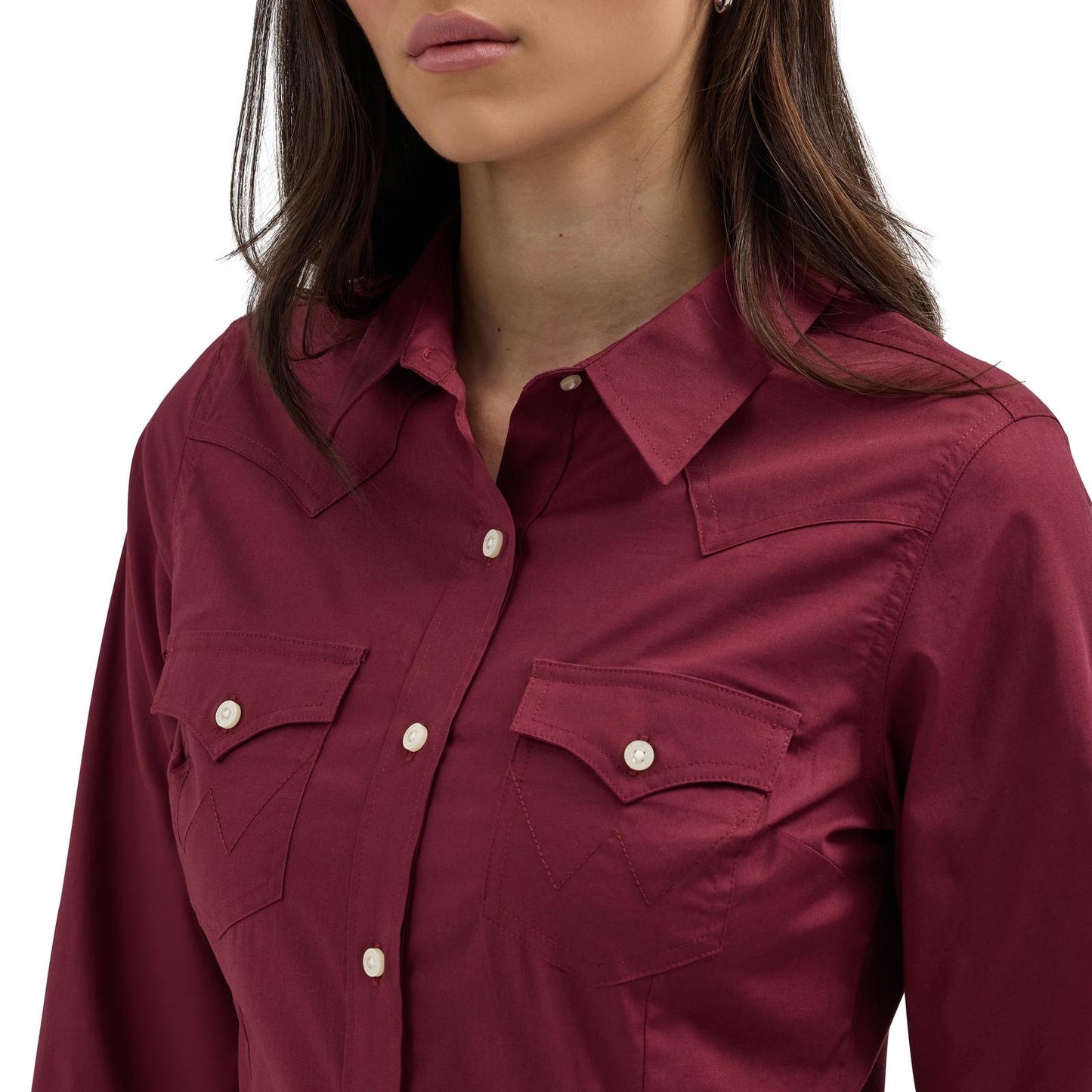 WRANGLER LADIES BUTTON DRESS SHIRT- WINE