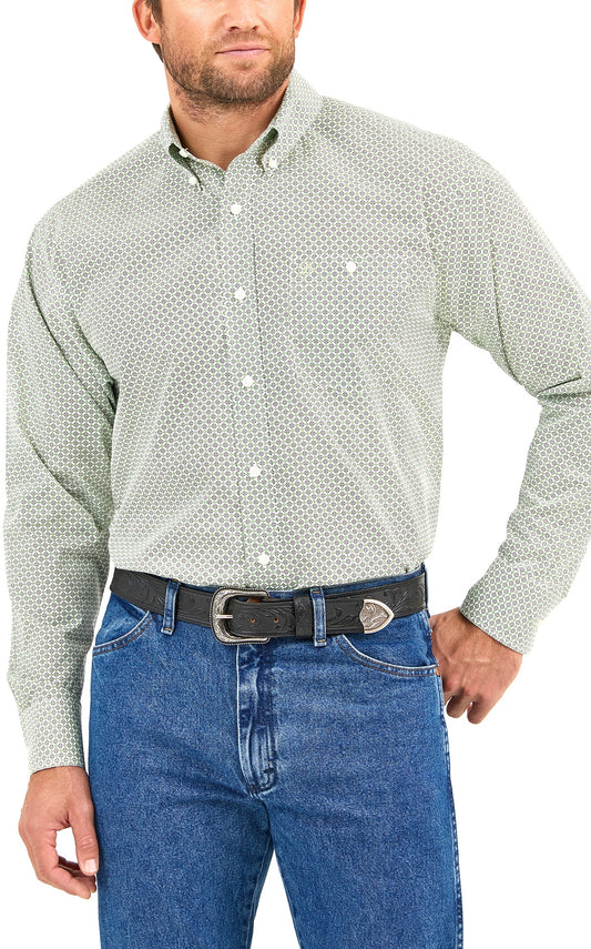 MENS WRANGLER GREEN CLASSIC BUTTON SHIRT