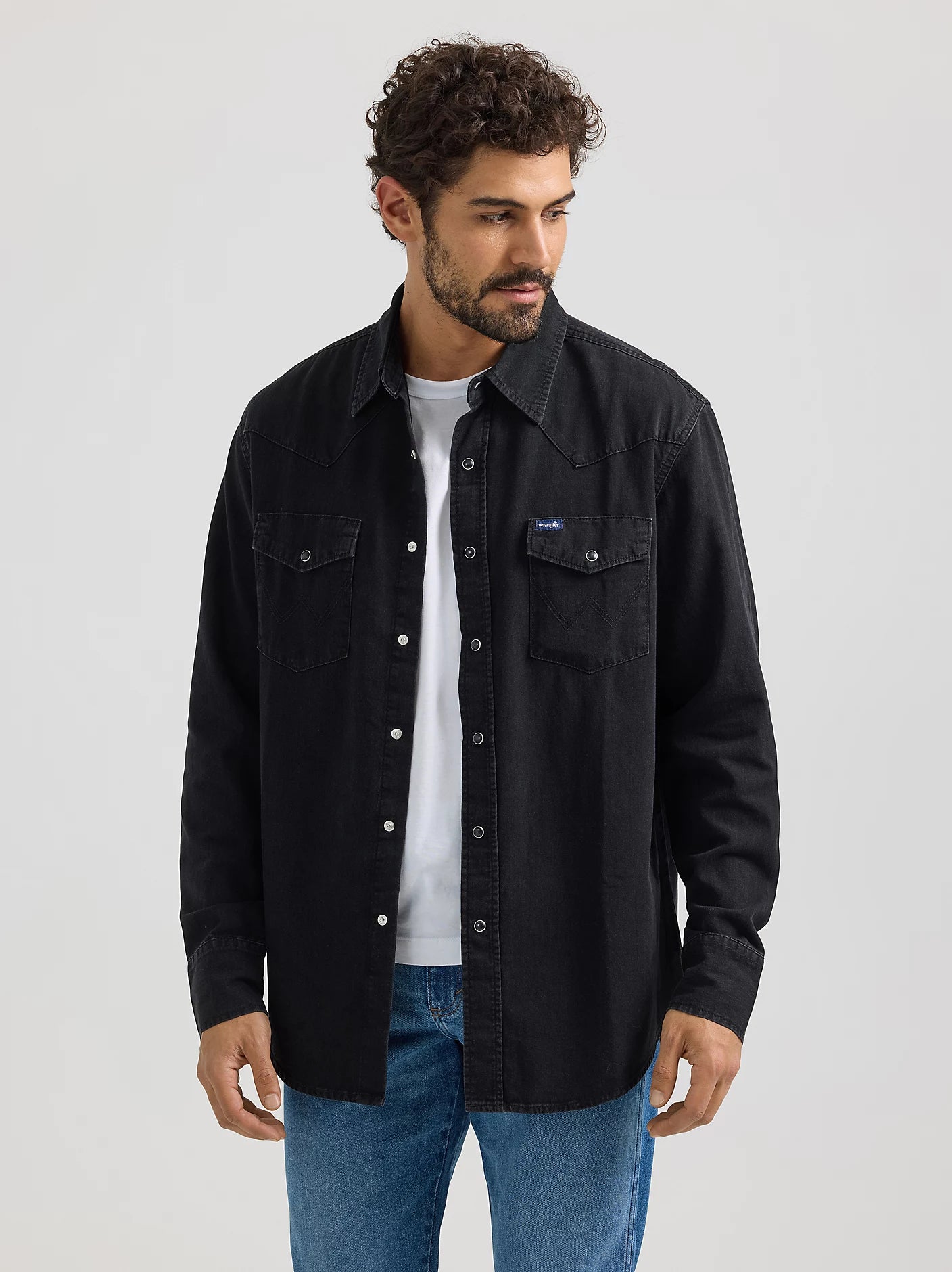 MENS CLASSIC DENIM SNAP SHIRT- BLACK
