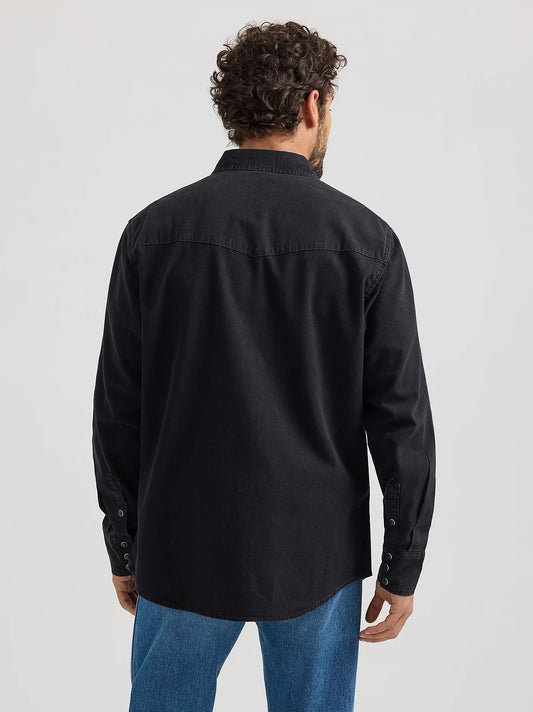 MENS CLASSIC DENIM SNAP SHIRT- BLACK